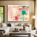 Green and Pink Abstract Fusion Abstract Painting with Fresh Vitality WINK201