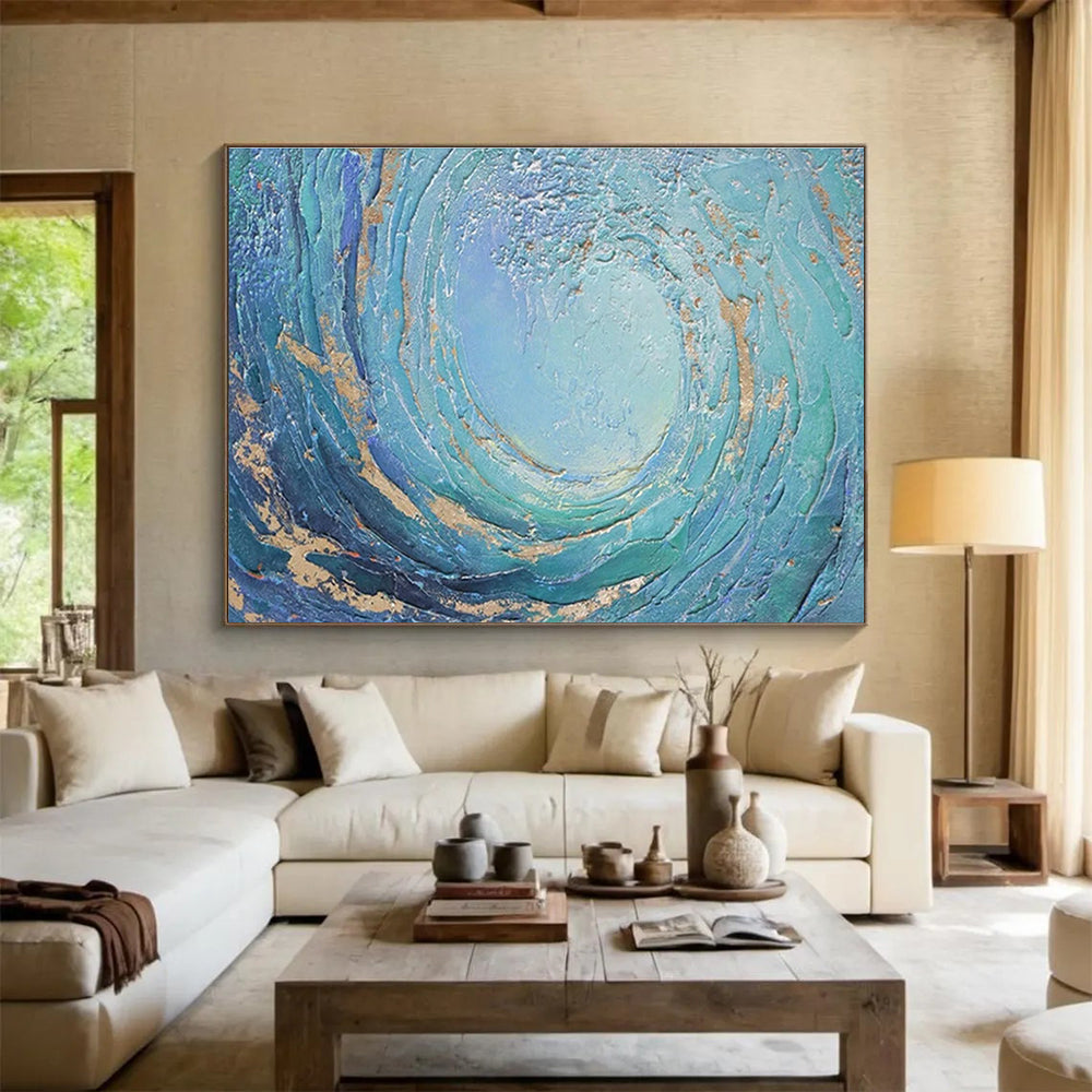 Swirling Sea Abstract Painting for Nautical - Themed Bars YHT256