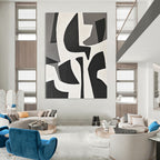 Black and White Geometric Abstract Painting for Modern Art Studios GAB0789