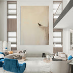 Solitary Bird Silhouette Abstract Painting for Minimalist Bedrooms HENG483