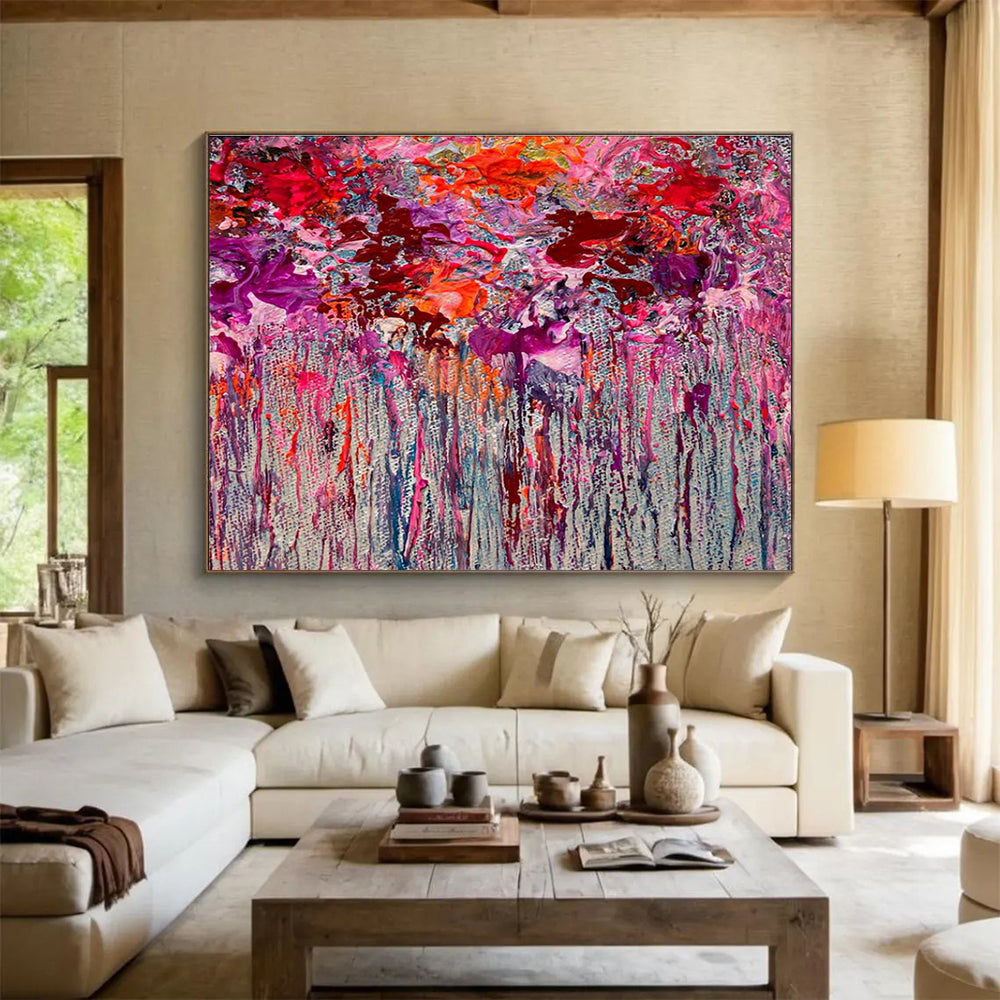 Pink and Purple Dripping Abstract Painting for Trendy Beauty Salons YHT351