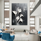 Textured White Lilies Abstract Painting for Nature - Loving Bathrooms GAB0997