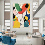 Colorful Curved Shapes Abstract Painting for Creative Studio Spaces GAB1355