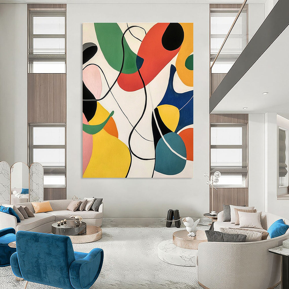 Colorful Curved Shapes Abstract Painting for Creative Studio Spaces GAB1355