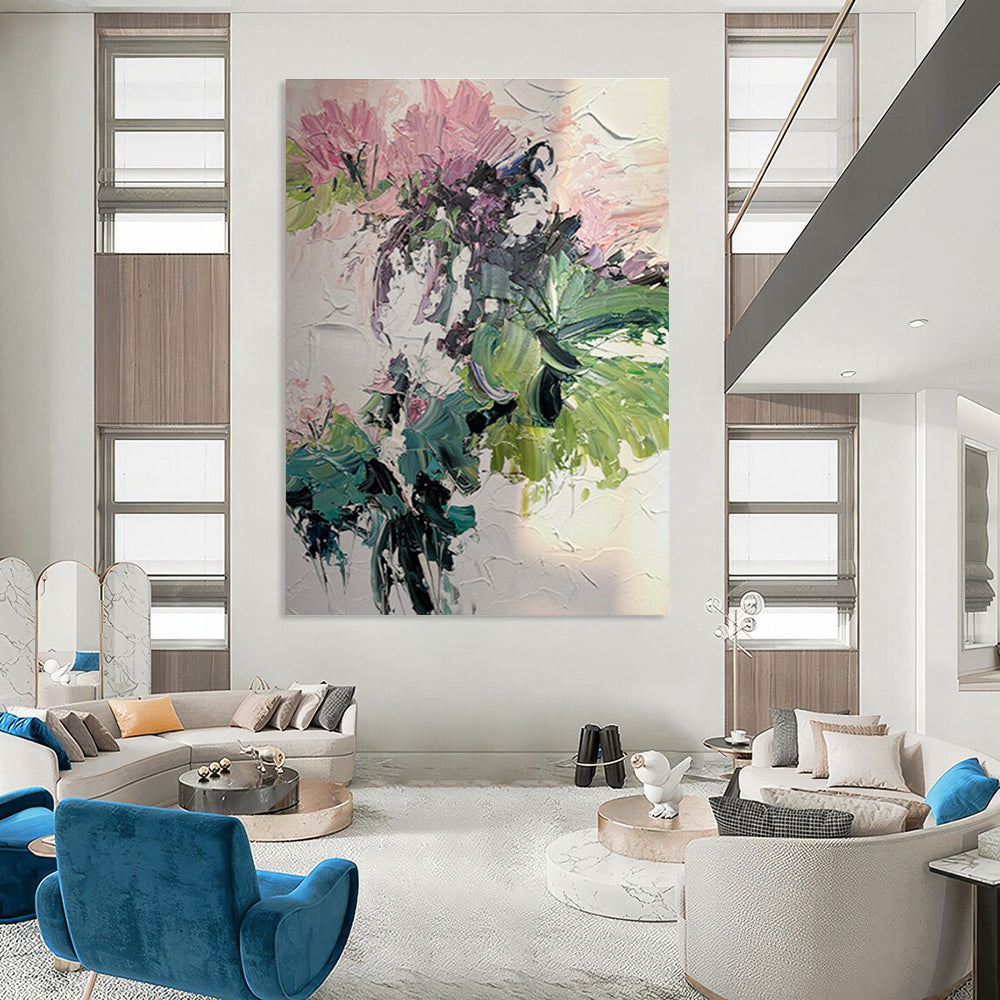 Textured Expressive Flower Bouquet Abstract Painting for Lively Interiors HENG271