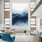 Blue Watercolor Mountain Silhouette Abstract Painting for Nature - Inspired Bedrooms GAB0981