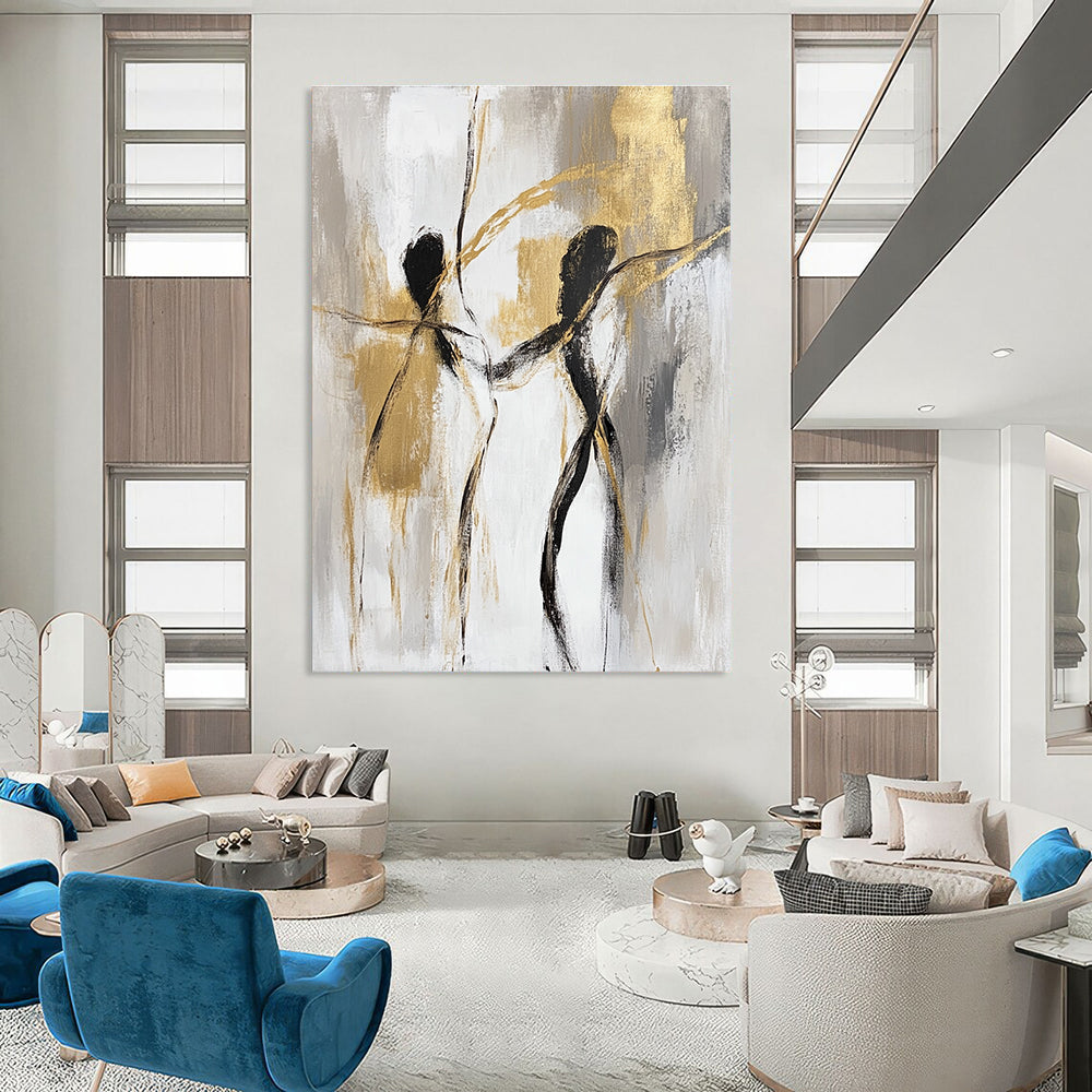 Dancing Figures Abstract Painting for Romantic - Themed Wedding Venues GAB0914