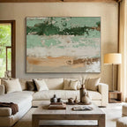 Green and Beige Textured Abstract Painting with Earthy Warmth WINK096