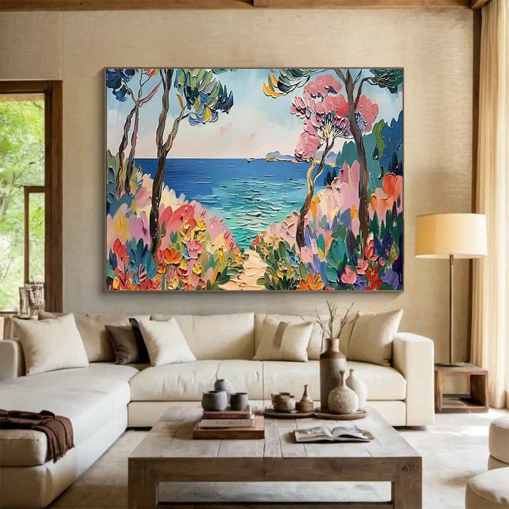 Coastal Path Abstract Painting for Beach House Bedrooms YHT423