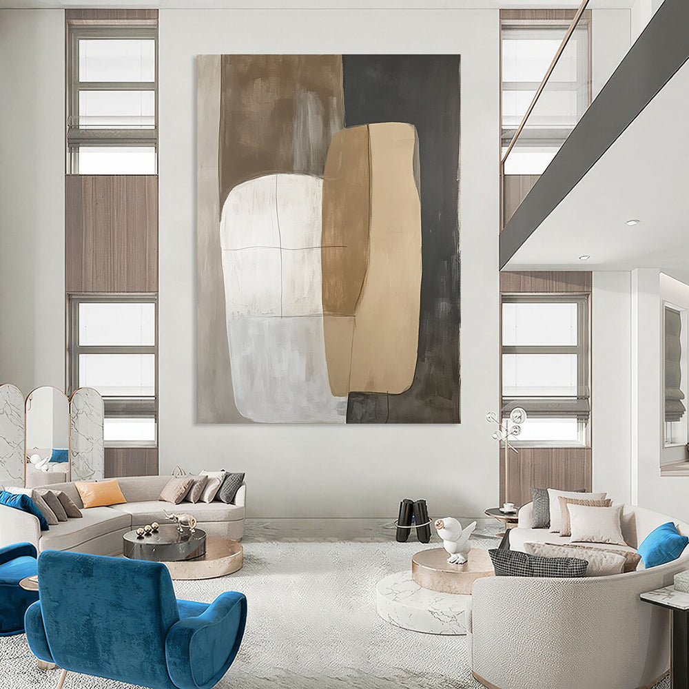 Neutral Color - Block Abstract Painting for Serene - Themed Living Rooms GAB0968