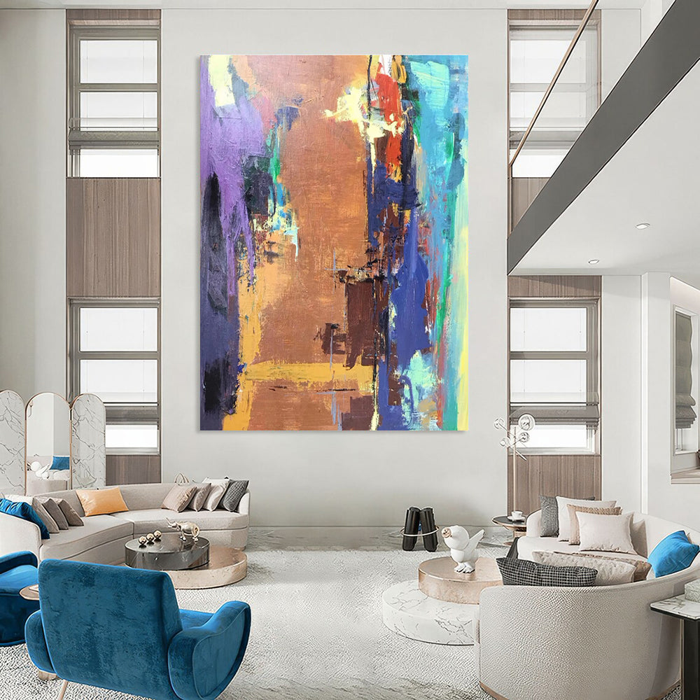 Vibrant Color Block Abstract Painting for Fashion Boutique Showrooms HENG036