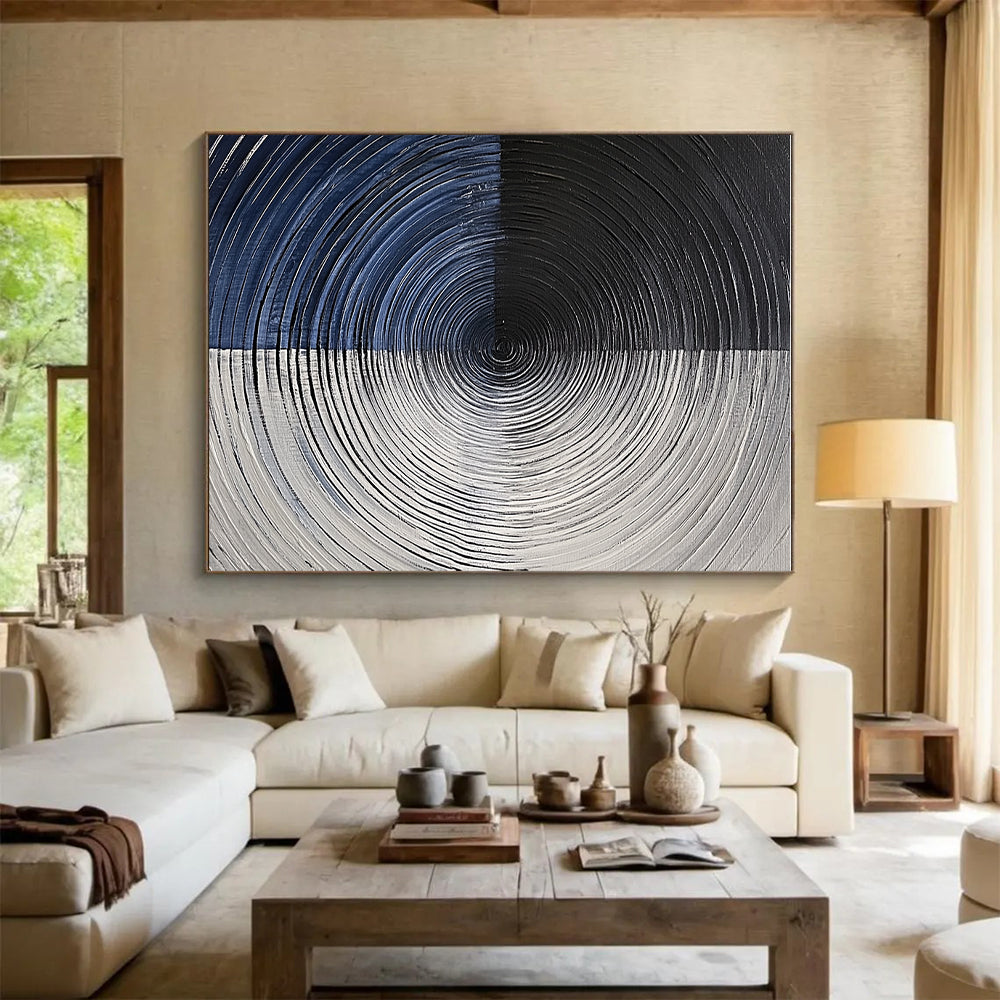 Circular Abstract Painting with Textured Rings WINK832