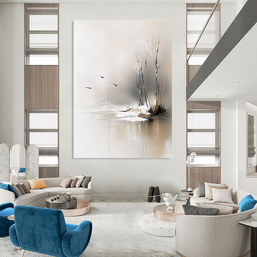 Winter Lake Abstract - Serene Snowy Landscape Art GAB0539