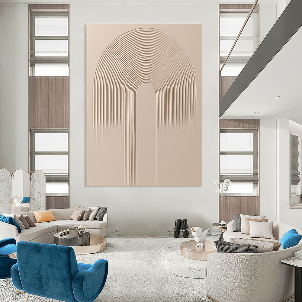 Beige Textured Arch Art Minimalist Abstract Painting for Sophisticated Spaces GAB1403
