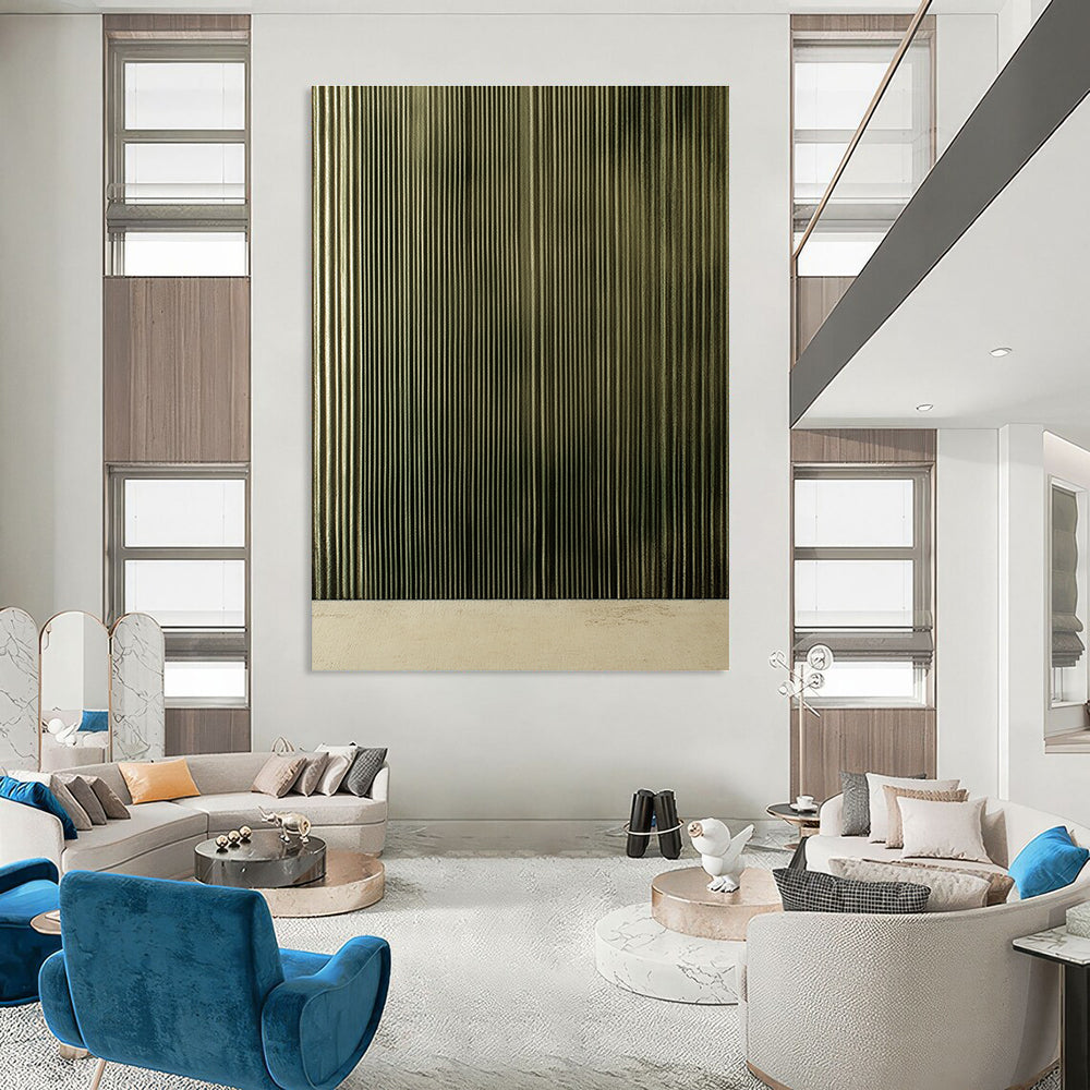 Green Corrugated Texture Minimalist Abstract Art GAB0372