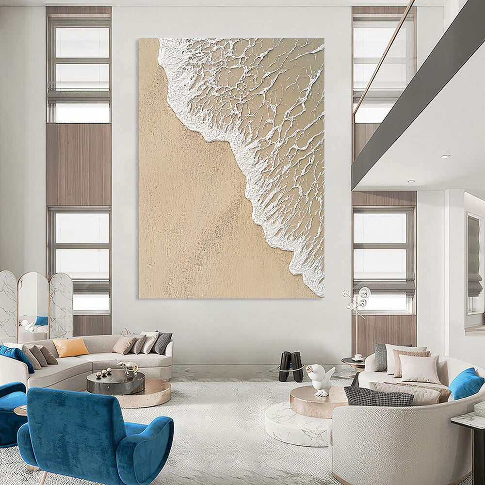 Beach Wave with Intricate Foam Abstract Painting with Detailed Textures GAB0078