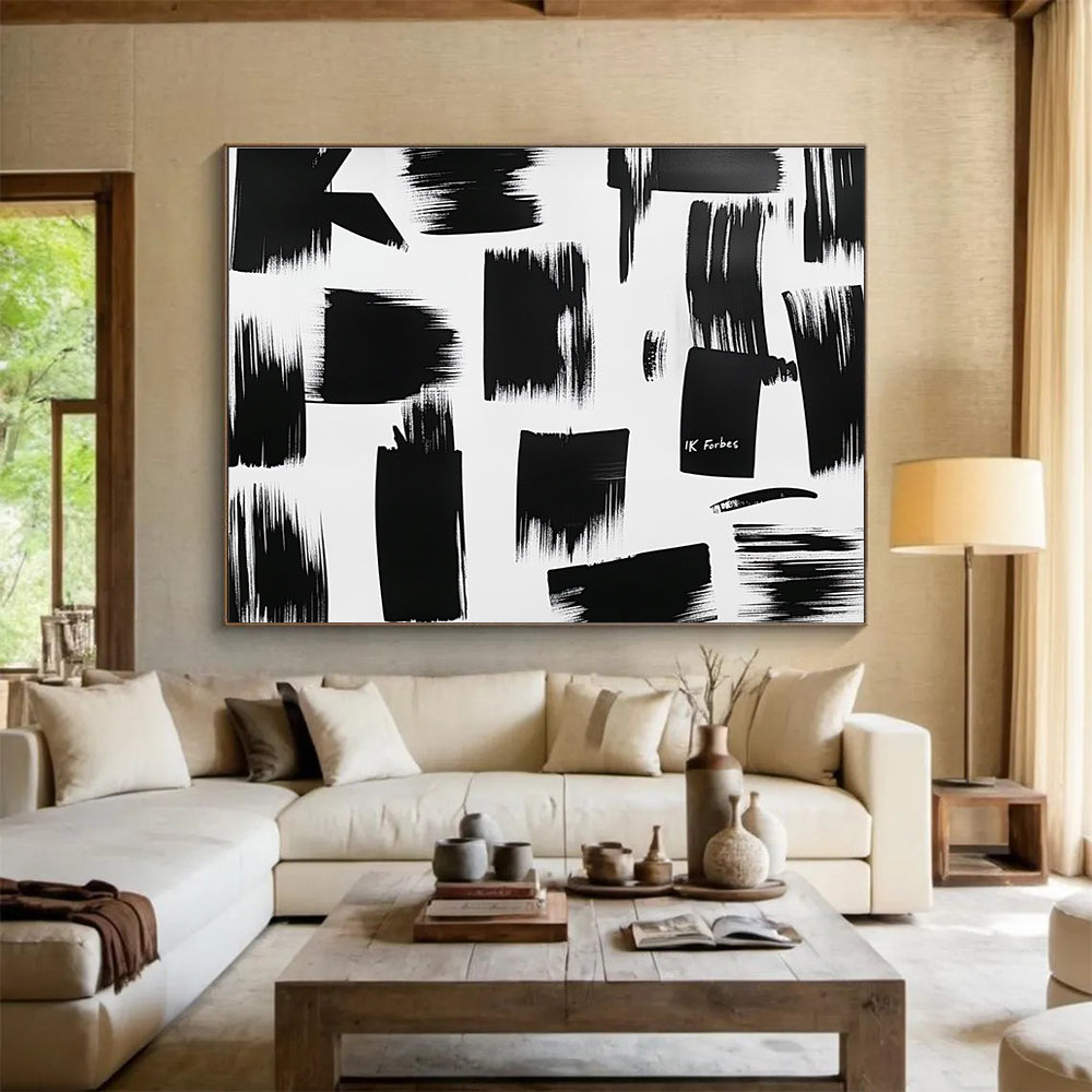 Black Brushstrokes on White  Bold Minimalism ABS061