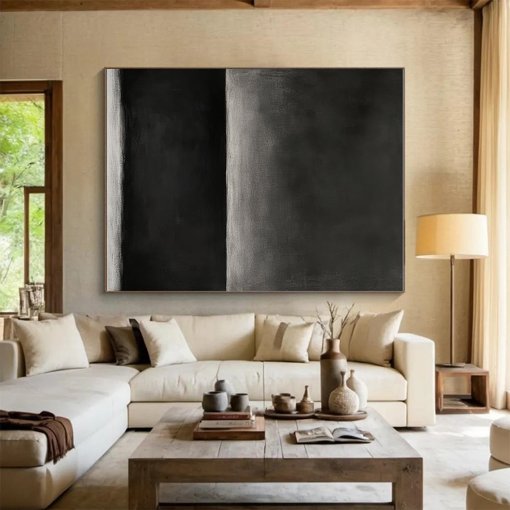 Monochromatic Black Gradient Abstract Painting with Subtle Depth WINK163