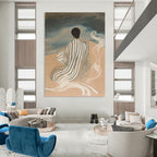 Figure by the Sea Serene Narrative Abstract Painting GAB0253