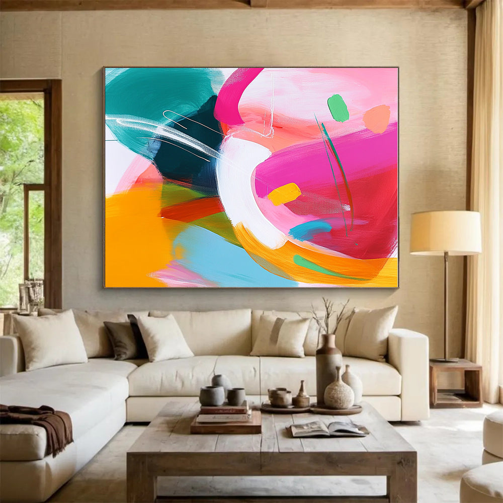 Vibrant Color Fusion Abstract Painting with Bold Vitality WINK298