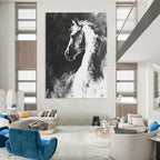 Black and White Horse Abstract Painting for Equestrian Lovers GAB0705