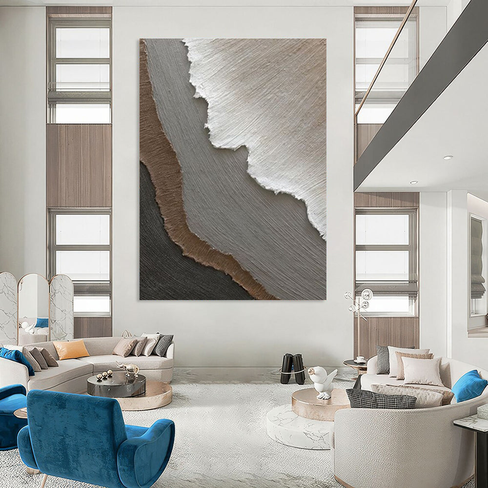 Subtle Neutral Textured Layers Abstract Painting for Calm Interiors HENG269