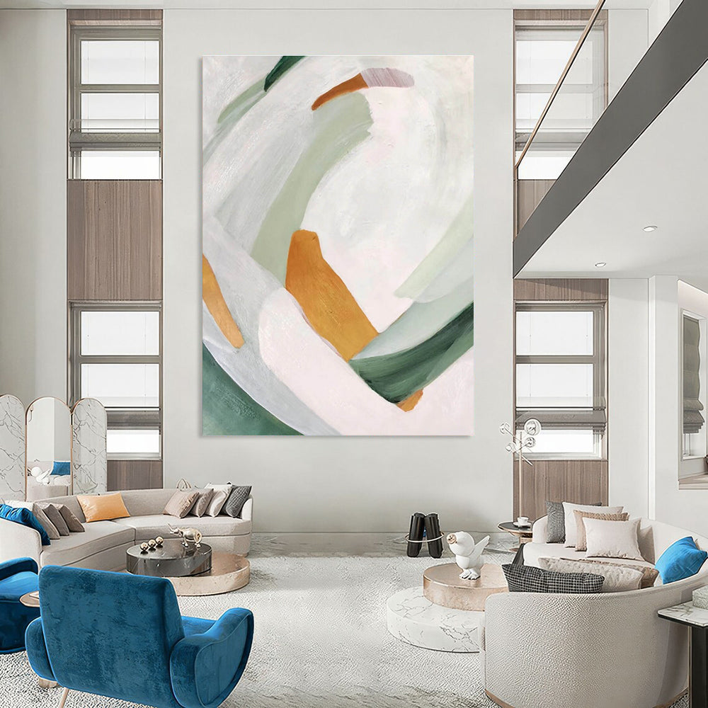 Soft Pastel Abstract Shapes Painting for Whimsical Interiors HENG257
