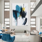 Blue, Black, and Yellow Abstract Painting for Creative Studio Lounges GAB1197