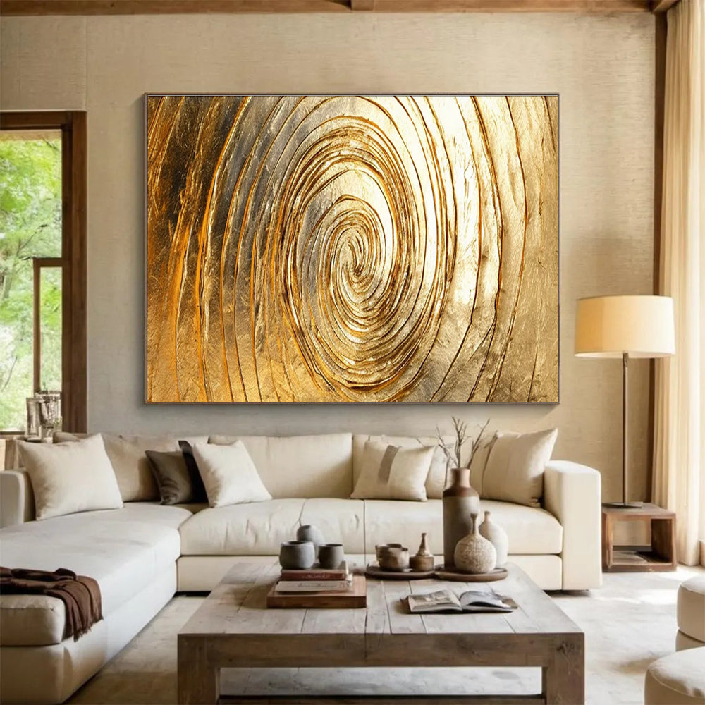 Golden Spiral Abstract Painting for Luxury Home Decor YHT167