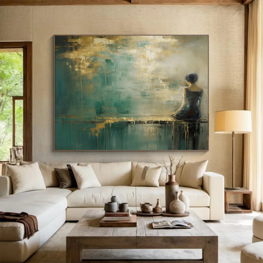Woman by the Water Abstract Painting for Serene Interiors YHT086