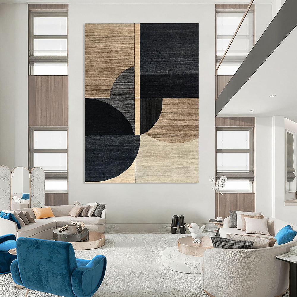 Geometric Wood - Like Shapes Abstract Painting for Contemporary Office Break Rooms GAB1356