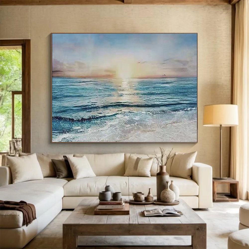 Sea Sunset Abstract Painting for Coastal Home Living Rooms YHT260