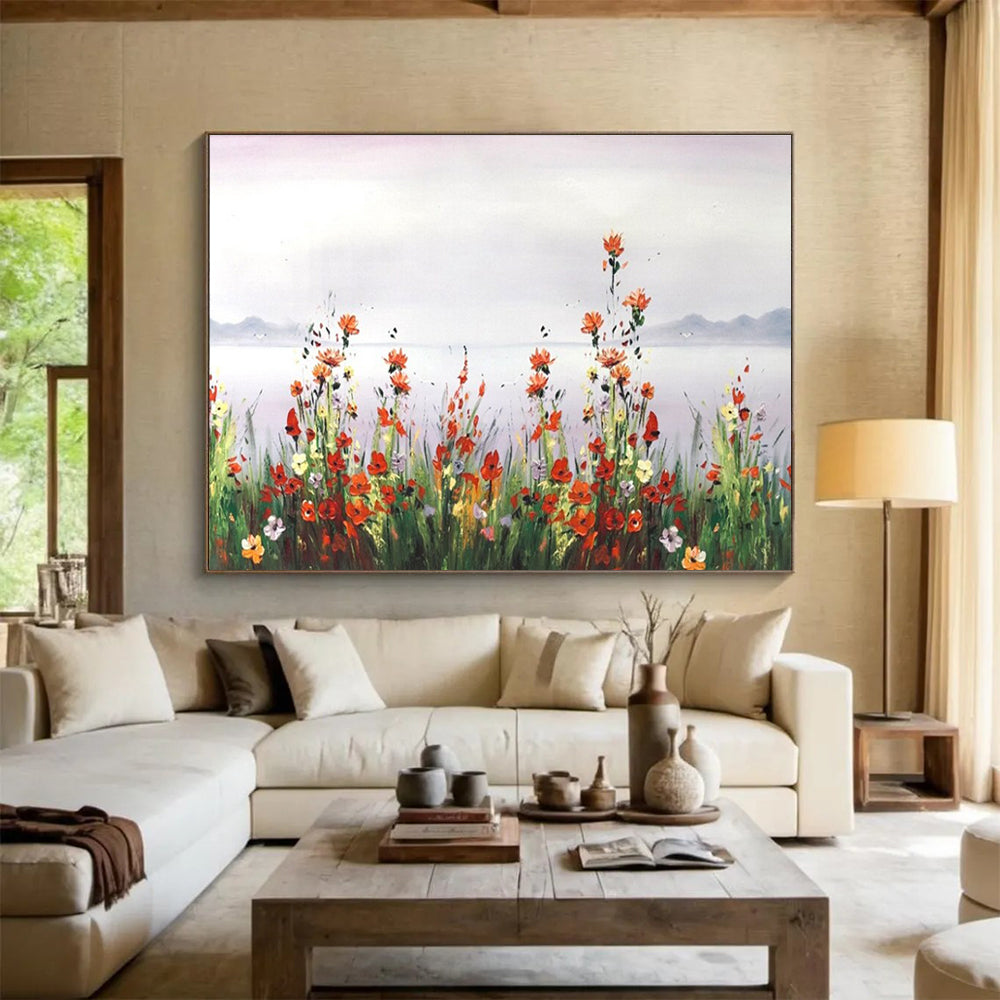 Floral Seaside Abstract Painting for Garden - Themed Cafes YHT189