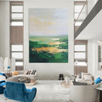 Green Horizon Abstract Painting for Nature - Lover’s Cafes GAB1304