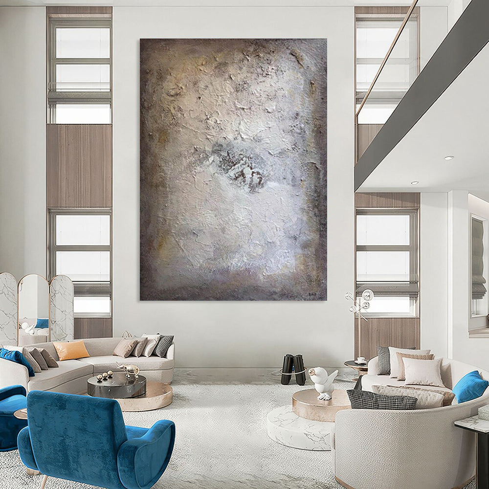 Subtle Beige - Toned Textured Canvas Painting for Timeless Decor HENG258