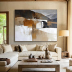 Earth - Toned Landscape Abstract Painting with Subtle, Textured Terrain ABS479