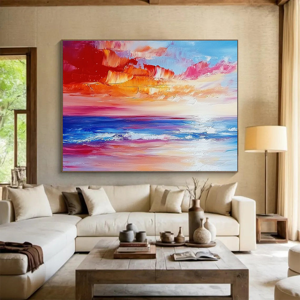 Colorful Sunset Beach Abstract Painting ABS234