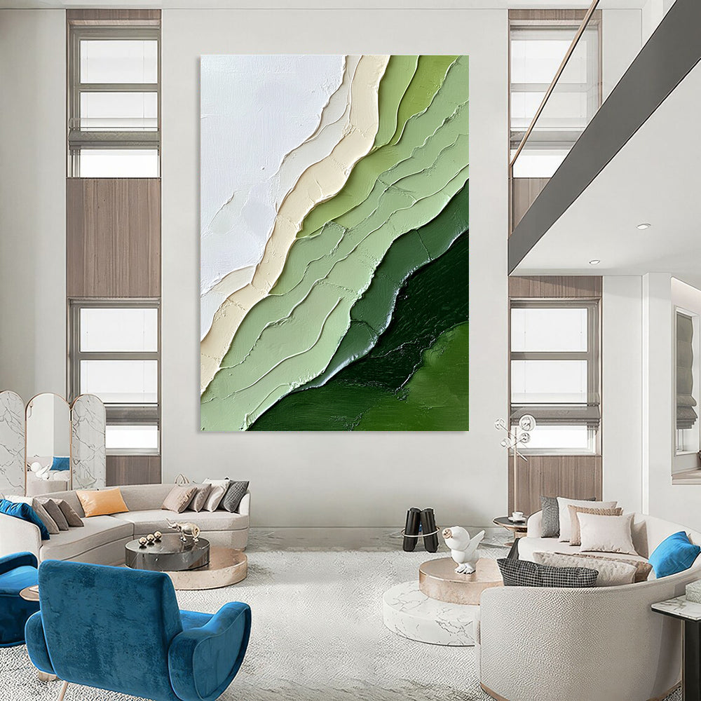 Green Layered Art Textured Landscape Abstract Painting GAB0258