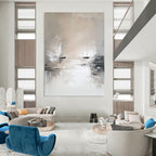 Serene Monochrome Sailboats Abstract Painting for Calm Spaces GAB0671