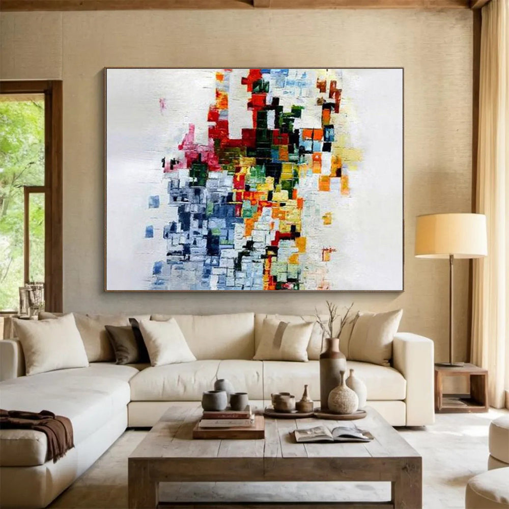 Colorful Mosaic Abstract Painting for Cultural Center Exhibitions YHT288