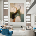 Abstract with Curved Lines in Earthy Tones Painting for Bohemian - Styled Bedrooms HENG365