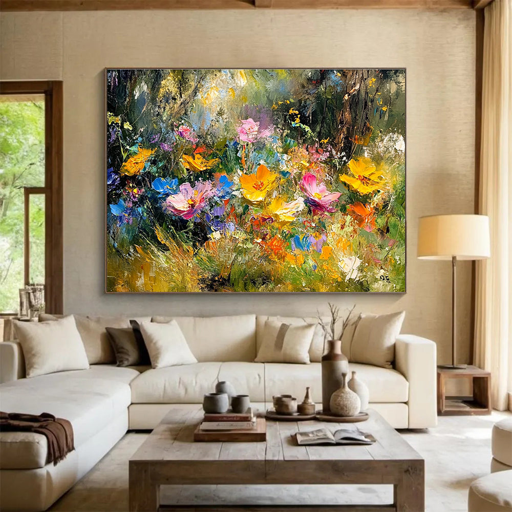 Vivid Wildflower Meadow Painting with Lush Colorful Blooms ABS559