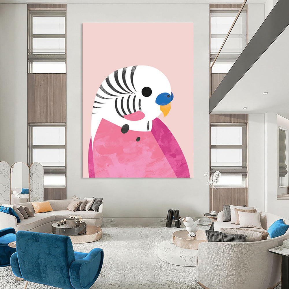 Playful Pink - Themed Parrot Art for Whimsical Spaces HENG227