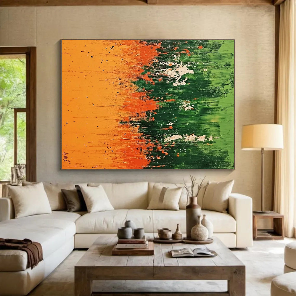 Green Field Abstract Painting with Vivid Nature Hues WINK491