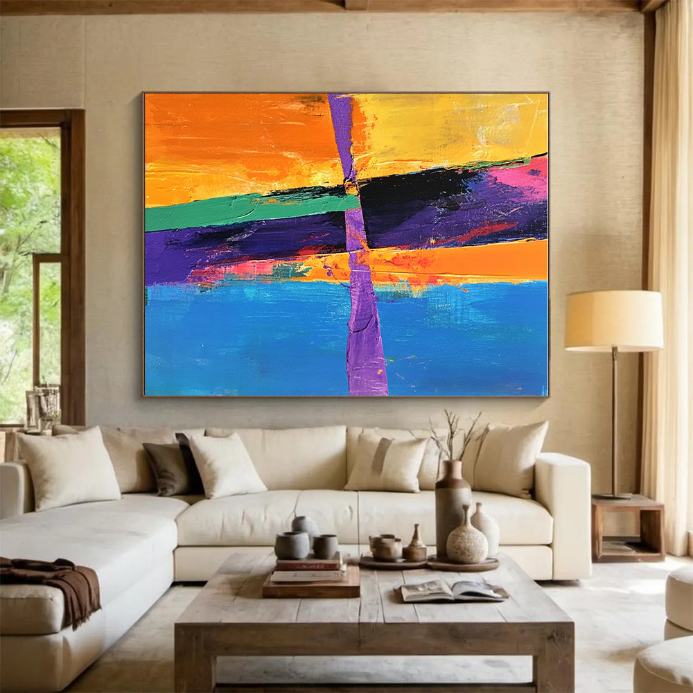 Colorful Abstract Cross Painting with Bold Geometry WINK406