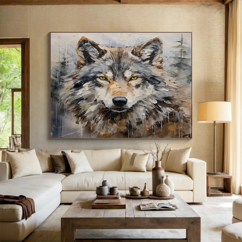 Wolf Portrait Abstract Painting for Wilderness - Inspired Spaces YHT077