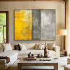 Gray Yellow Abstract Painting with Bold Contrast WINK541