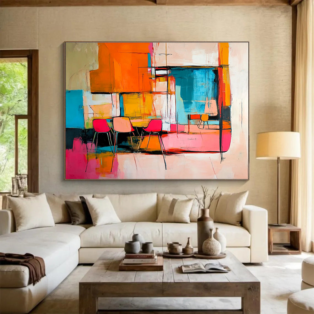 Abstract Interior Scene Painting with Vibrant, Modern Spatial Energy ABS500
