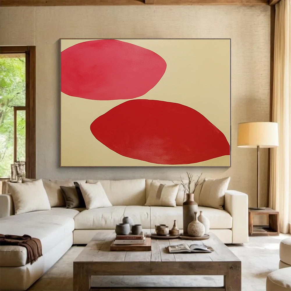 Red - Pink Abstract Painting with Minimalist Elegance WINK538