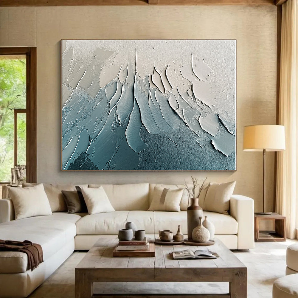 Textured Blue Gray Abstract Painting with Subtle Movement WINK648